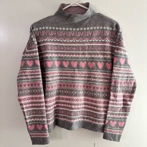 cupcakes & cashmere Gray and Pink Turtleneck Sweater